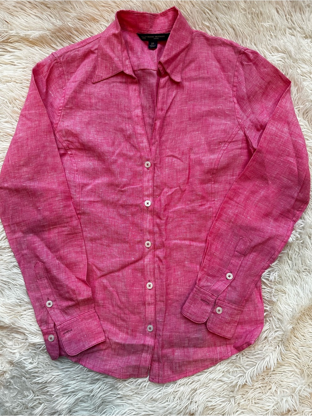 Brooks Brothers Pink Button-Down Linen Blend Shirt